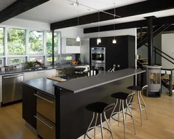 Black kitchens with island photo