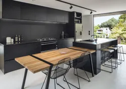 Black kitchens with island photo