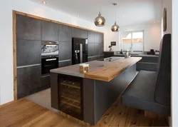 Black kitchens with island photo