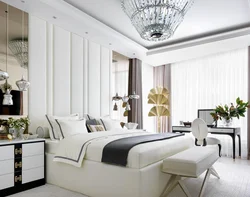 Bedroom in a white house photo
