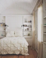 Bedroom in a white house photo