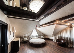 Bedroom with mirrored ceiling photo