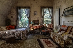 Bedroom in an old house photo