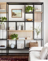 Shelving decor in the living room photo