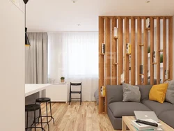 Wooden partition in the kitchen photo