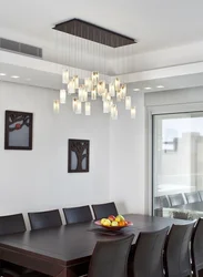 Rectangular chandelier in the kitchen photo