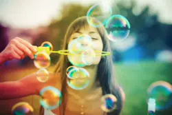 Photo of soap bubbles in the bathroom