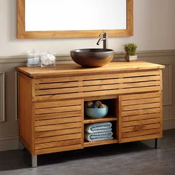 Photo of wooden bathroom furniture