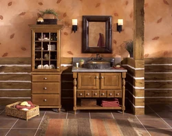 Photo of wooden bathroom furniture