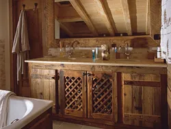 Photo of wooden bathroom furniture
