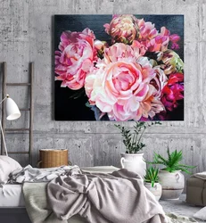 Peonies painting in the bedroom photo