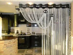 Curtains for kitchen zoning photo