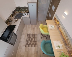 Laminate flooring in a small kitchen photo