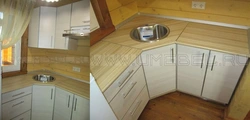 Trapezoidal Lavabo Fotoşəkili Olan Mətbəxlər
