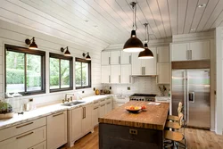 Kitchen Ceiling In The Country House Photo