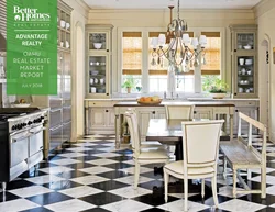Kitchens with checkerboard floors photo