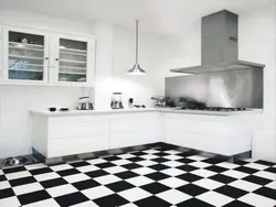 Kitchens with checkerboard floors photo