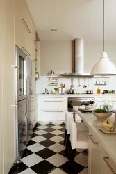 Kitchens with checkerboard floors photo