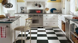 Kitchens with checkerboard floors photo