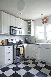 Kitchens with checkerboard floors photo