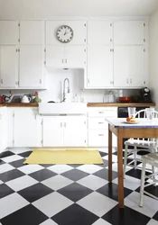 Kitchens with checkerboard floors photo