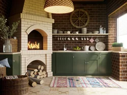 Kitchen with brick oven photo