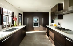 Black and white brown kitchen photo