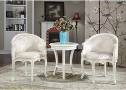 Round table in the bedroom photo