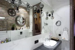 Loft mirror in the bathroom photo