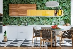 Tropical wallpaper in the kitchen photo
