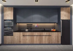 Kitchen anthracite and wood photo