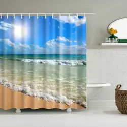 Polyester curtains for bathroom photo