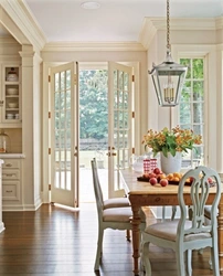 Photos of houses with a door from the kitchen