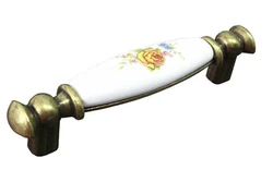 Kitchen handles with flowers photo