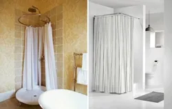 Bathtub with shower curtain photo