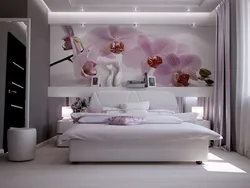 Bedroom design photo flower wallpaper