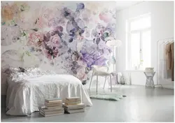 Bedroom design photo flower wallpaper