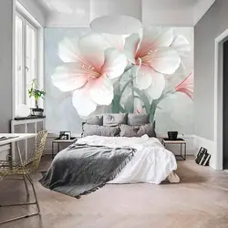 Bedroom design photo flower wallpaper