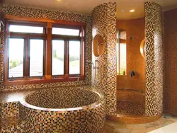 Bathtub made of bricks and tiles photo