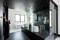 Photo Of A Bathroom With A Black Ceiling