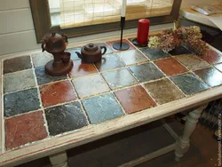 Tile table for kitchen photo