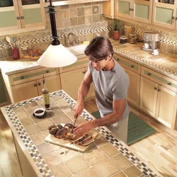 Tile table for kitchen photo