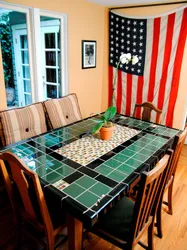 Tile table for kitchen photo