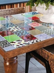 Tile table for kitchen photo