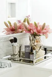 Sink With Flowers For The Bathroom Photo