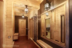 Houses with a hallway made of timber photo