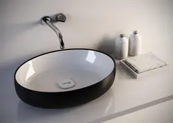 Bathroom sink black and white photo