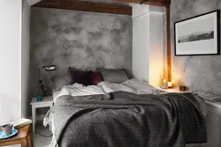 Wallpaper and plaster in the bedroom photo