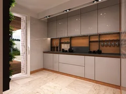 Tall kitchen cabinets interior photo