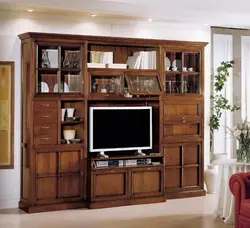 Living room walls made of wood photo